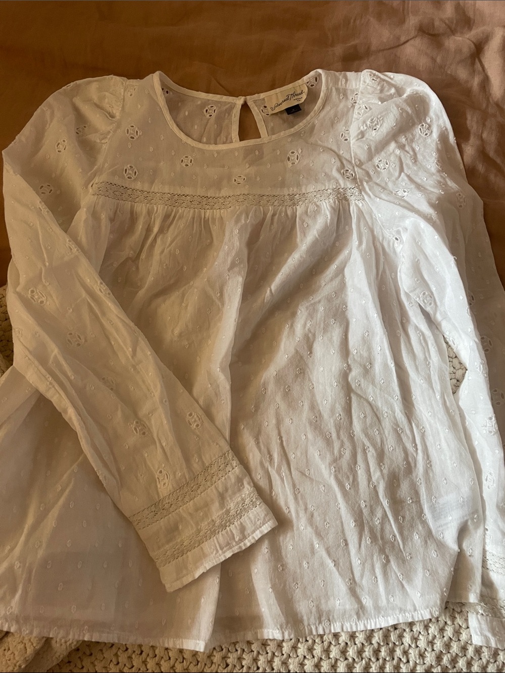 White Cotton Eyelet Top